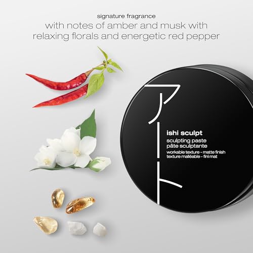shu uemura art of hair ishi sculpt texturizing & sculpting paste - frizz control and long-lasting hold styling cream pomade, adds texture and subtle shine, for all hair types, 2.54 fl oz