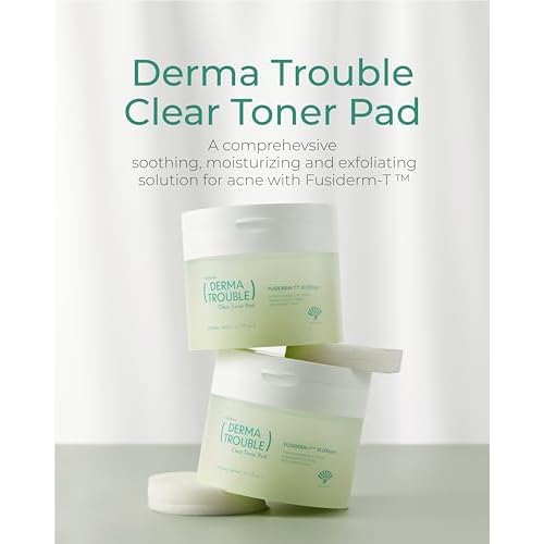 Derma Trouble Clear Toner Pads - 60ct Korean Exfoliating Pads with LHA & PHA for Pore Care - BHA Salicylic Acid Toner Pad for Blackheads, Whiteheads & Bumpy Skin - Glowing Skin K-Beauty