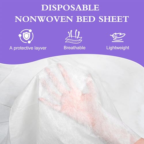100 Pack Disposable Bed Sheets ? 31.5 x 71 in Waterproof Non-woven Sheets for Massage, Spa, Tattoo & Salon Tables(White)
