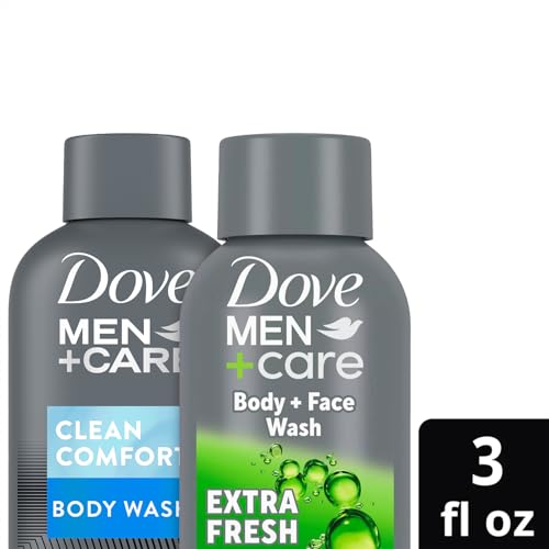 Dove Men+Care Body & Face Wash Variety 2-Pack ??Extra Fresh + Clean Comfort, Travel Essentials, 3 Oz Ea