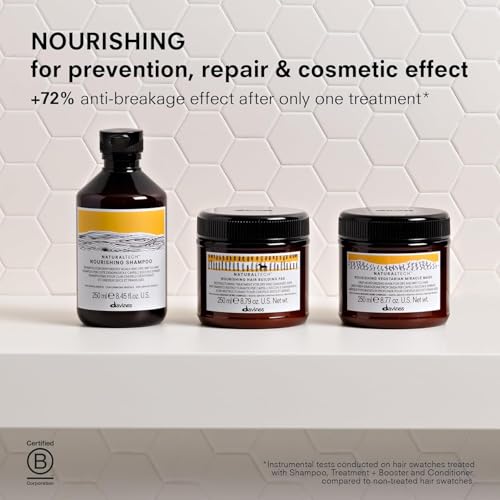 Davines Naturaltech Nourishing Vegetarian Miracle Mask, Restructuring & Hydrating for Dry & Damaged Hair - With Vegetal Keratin - Intense Repair Treatment, 8.45 Fl Oz