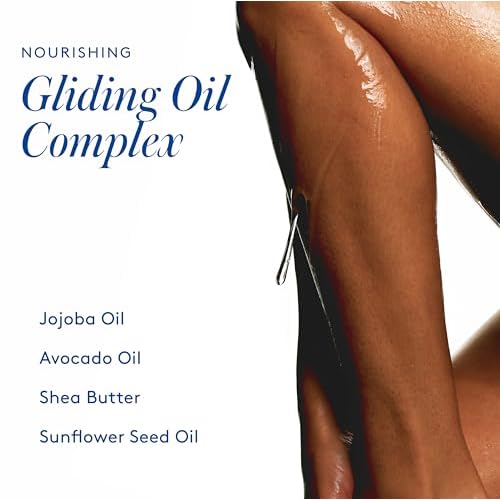 Athena Club Glossy Shave Oil for Women, Hydrating Pre-Shave Oil with Jojoba and Avocado Oils, Smooth Glide for Sensitive Skin, Super Pink Scent, 8 fl oz, Pack of 1 + 4 Razor Blade Refills