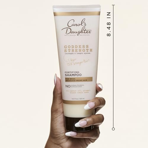 Carol's Daughter Goddess Strength Fortifying Shampoo For Wavy, Coily and Curly Hair, Sulfate Free Shampoo with Castor Oil for Weak Hair, 11 Fl Oz