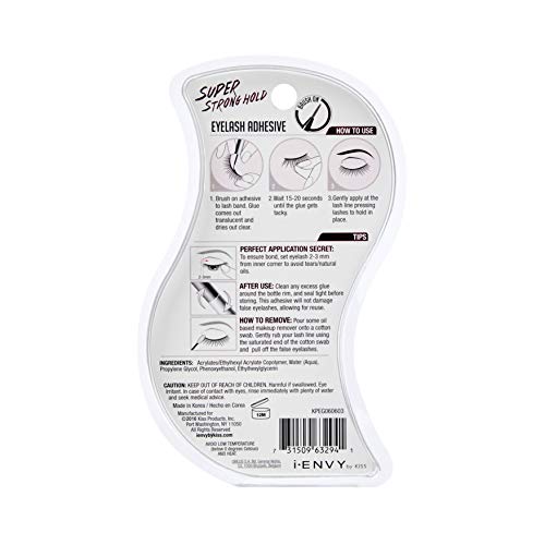 Kiss I Envy Eyelash Adhesive Super Strong Hold Clear 5 Gram (Pack of 6)
