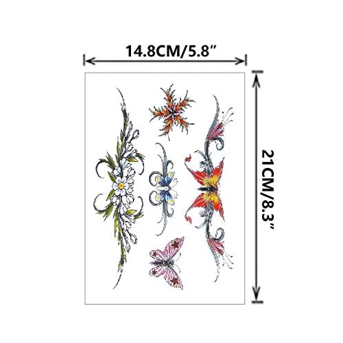 Flowers Butterfly Body Waist Waterproof Fake Temporary Tattoo Stickers Woman