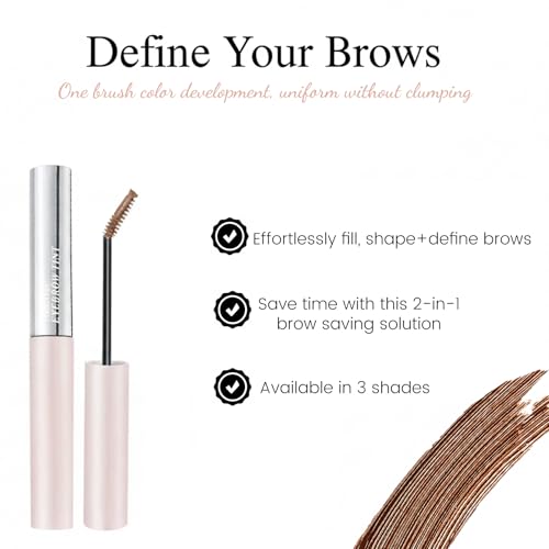 Tinted Eyebrow Gel, Eyebrow Mascara with Ultra-Fine Adjustable Angle Eyebrow Tint Brush, Waterproof Long-Lasting Tinted Brow Gel Eyebrow Stain for Natural Eyebrow Dye,01 Light Brown