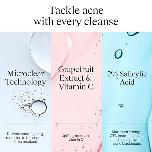 Neutrogena Oil-Free Pink Grapefruit Pore Cleansing Acne Wash and Daily Liquid Facial Cleanser with 2% Salicylic Acid Acne Medicine and Vitamin C, Twin Pack, 9.1 fl. oz, 2 Pack
