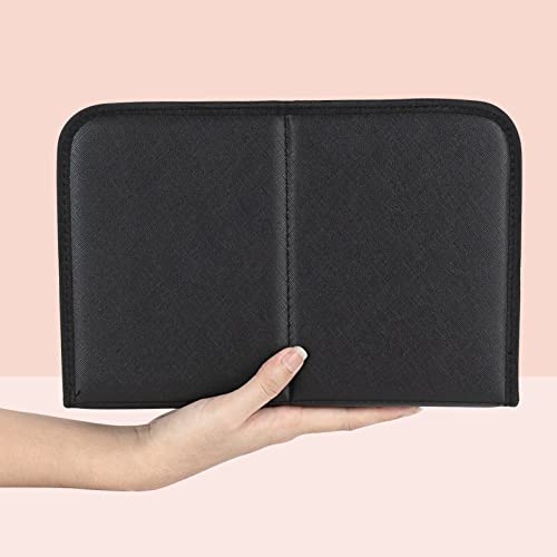 Makeup Brush Organizer Bag Standing Makeup Brushes Holder Travel Case, Professional Portable Cosmetic Storage Bag Foldable Makeup Brush Wrap Case for Men Women Artist Gift (Black)