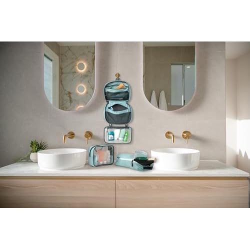 Toiletry Bag Kit Set: Hanging Travel Toiletry Bag + 311 TSA Cosmetic Liquid Bag + Ultralight Accessory Organizer Pouch