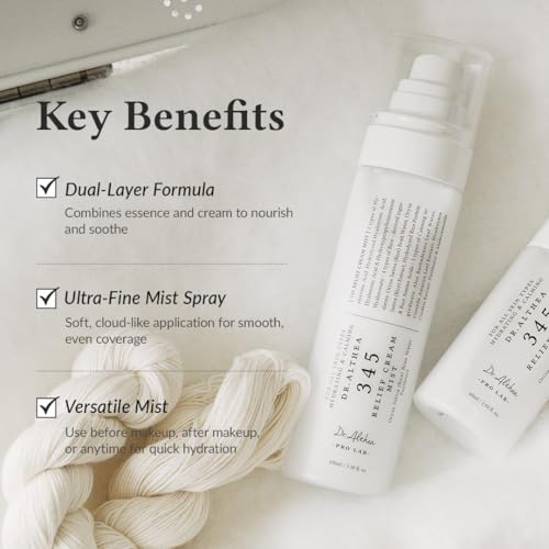 Dr.Althea 345 Relief Cream Mist | Hydrating Facial Mist with Rice Extract | Soothing Care for Sensitive Skin | Vegan Korean Skincare, 3.38 Fl Oz (Pack of 2)