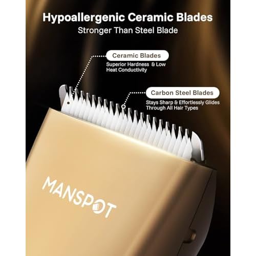 MANSPOT Manscape Hair Finishing Trimmer for Men, Men's Shaverand Razor (Gold) Valentine's Day Gifts for Him Perfect for Husband Boyfriend, Birthday Gifts for Friends Dad and All Men