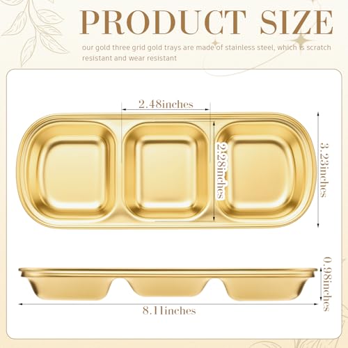 12 Pcs DIY Esthetician Bowls Face Mask Tray Esthetician Supplies Stainless Steel Compartment Serving Tray Women Skincare Products for Spa Salon Aesthetician Beauty, Nail Art (Gold,Medium)