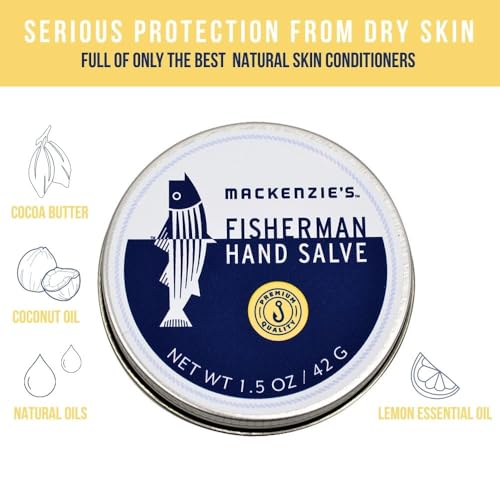 MacKenzie's Fisherman Hand Salve - Gifts for Men - Gifts for Fishermen - Travel Friendly - All Natural - Hand Repair - Hand Balm - Moisturizer - 1.5 Ounce Tin