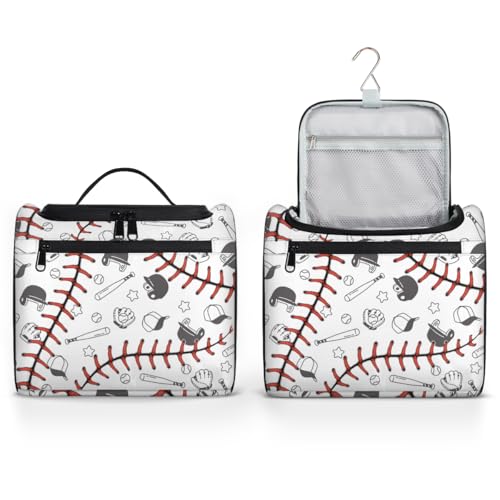 Baseball Hanging Toiletry Bag for Men,Wash Makeup Bag for Women,Travel Cosmetics Bag Shaving Bag Organizer Kit for Accessories,Cosmetics,Travel