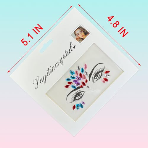 6-Pack Diamond Acrylic Face Stickers for Kids ? Colorful Festival Face Gems for Halloween, Cosplay, and Parties ? Reusable Crystal Face Jewels