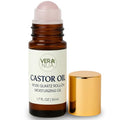 Castor Oil with Rose Quartz Roller ? Made with Organic Castor Oil, 100% Pure, Cold-Pressed & Hexane-Free | Ideal For Hair, Lashes, Brows, Skin (50ml)