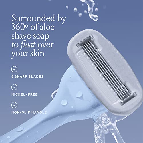 Billie Razors for Women Shave Kit ? Women¡¯s Razor + 4 x 5-Blade Razor Refills + Magnetic Holder ? Cool Blue