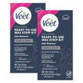 Veet Ready-to-Use Dermatologically Tested 40 Count Hair Remover Wax Strip Kit for Legs & Body (2 Pack)