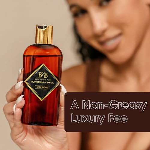Brown Sugar Babe Marry Me Body Oil, Black Currant and Freesia Essential Oils, Nourishing Scented Oil for Women, Skin Care, Paraben Free, Body Oil Perfume, Made in USA