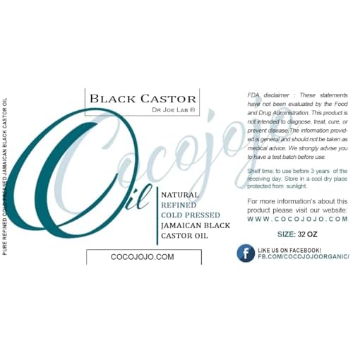Dr Joe Lab Jamaican Black Castor Seed Oil Bulk 32 oz Pure Natural Partially Filtered Cold Pressed Refined Non GMO Vegan JBCO - for Hair Skin Body Eyebrows Eyelash