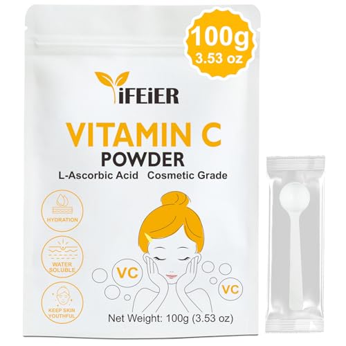 Vitamin C Powder for face | 100g(3.53oz) Cosmetic Grade Pure Vitamin C serum powder for Skin | L-Ascorbic Acid VC powder for DIY Serum, Creams | VC for face skin