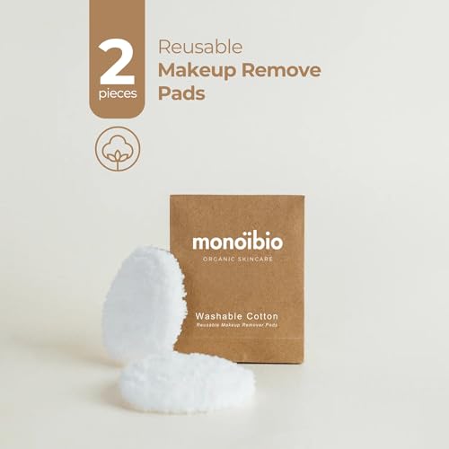 Reusable Organic Face und Eye Makeup Remover Pads - Handmade Washable Cotton Rounds -Toner Pads Seamless Facial Cleansing Pads Eco Friendly Zero Waste - 2 Pieces 7 cm