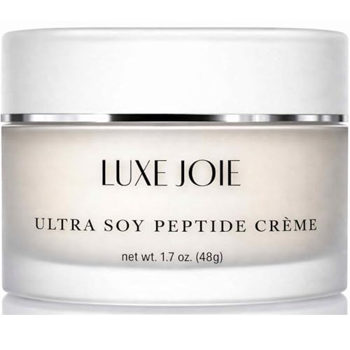 LuxeJoie Ultra Soy Peptide Face Cream, Anti-Aging Moisturizer for Dry Mature Skin, Matrixyl Peptides + Alpha Lipoic Acid, Smooths Fine Lines, Non-Sticky, 1.7 oz