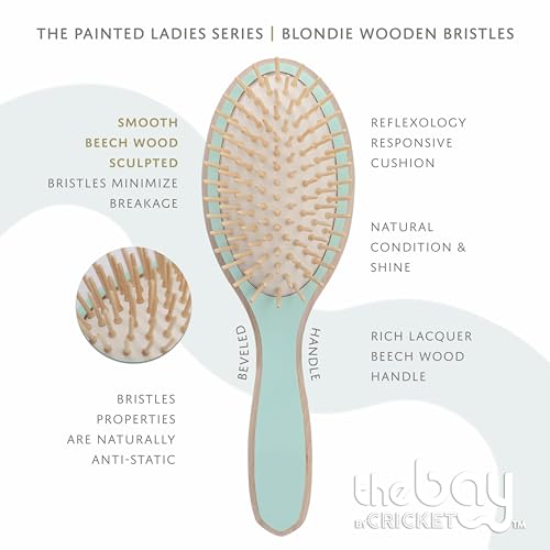 The Bay by Cricket¢â Blondie Wooden Paddle Hair Brush Painted Ladies Series with Wood Bristles for Enhanced Smooth and Shiny Hair Results