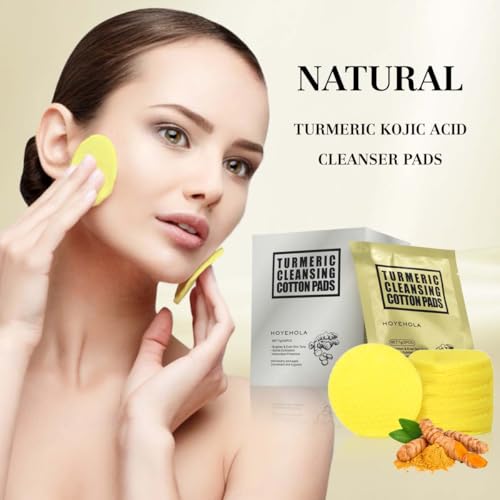 Kojic Acid Cleansing Turmeric Pads: Individually Wrapped Makeup Remover Face Pads, Travel Essentials for Women 30Packs(60Pads)