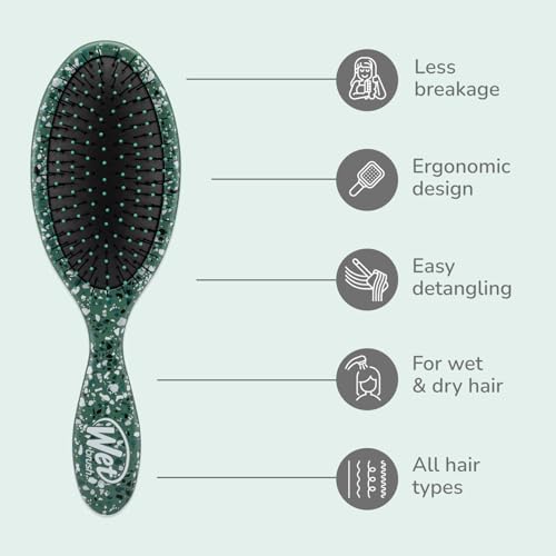 Wet Brush Original Detangler Hair Brush - Supercharged Emerald - All Hair Types - Ultra-Soft IntelliFlex Detangler Bristles Glide Through Tangles with Ease - Pain-Free Comb for Men & Women