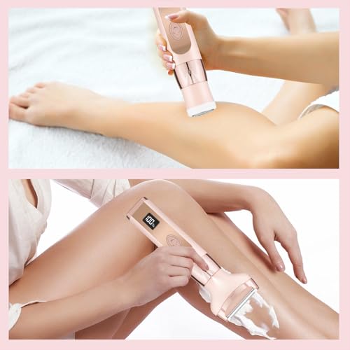 4-in-1 Electric Razor for Women, Bikini Trimmer for Women, Rechargeable Women's Electric Shaver with Replaceable Facial Eyebrow Nose Hair Trimmer for Full Body Hair Trimmer