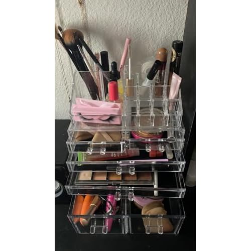 Professional 6-Drawer Makeup Cosmetic Organizer - Large Portable Storage Case & Display Box for Women, Countertop Beauty Products (Clear)