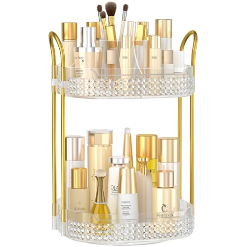 2 Pack Makeup Organizer Set, 6 Drawer, 2 Tier Rotating Makeup Organizer