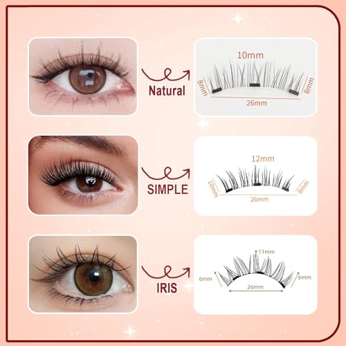 Magnetic Lashes,Magnetic Eyelashes with Applicator Reusable Magnet Eyelashes without Eyeliner Natural Look No Glue (Natural+Iris)
