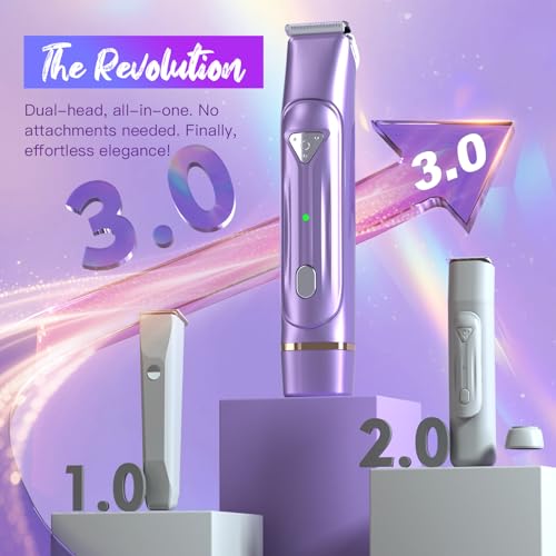 Dermave Bikini Shaver - Electric Bikini Trimmer for Women, 2-in-1 Waterproof Shaver (Purple)