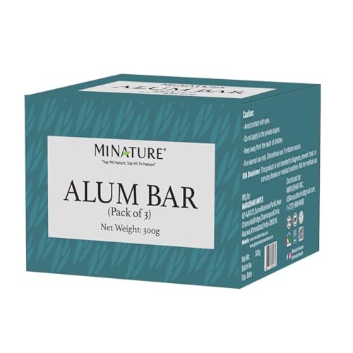Mi Nature Pure Alum Bar Pack of 3(100g*3)|Natural Phitkari Block |Potassium Alum Stone |Shaving Bar |Skin Astringent |Water Clarifier |Odor Control