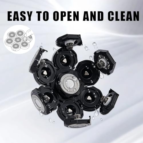 7 Blades Head Shaver Replacement Heads, Universal Fit for Electric Razors, Wet & Dry Use, 7D Floating Design, Stainless Steel Blade Heads, Ideal for Men's Face & Bald Head Shaving (2count)