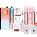 SAVILAND Electric Nail Drill Professional with Clear Pink Builder Nail Gel: 2024 Beautiful Gradient Sunset Color Scheme Nail Drill Machine |40000RPM PRO Nail Drill Kit Portable Nail File & Buffers