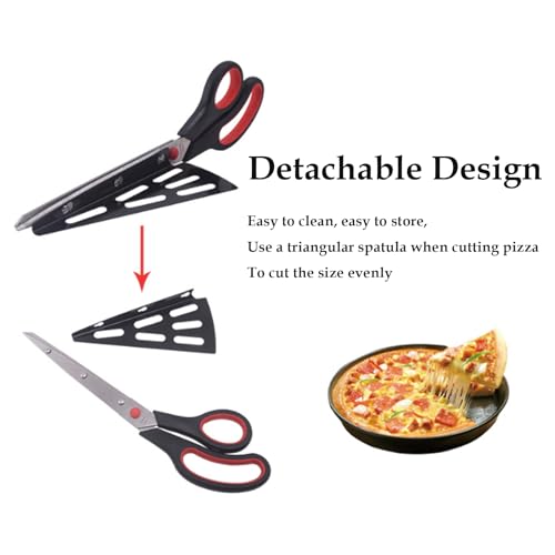 Pizza Scissors, Non-Stick Pizza Scissors with Firm Grip Base, Stainless Steel Pizza Scissor Cutter, Food Grade Pizza Cutter, Food Slicer & Pizza Server, Durable, Safe & Mess Free
