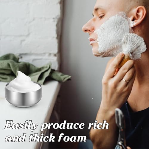 ARTIBETTER Shaving Bowl, Shave Bowl Stainless Steel, Shaving Soap Cup with Lid, 4 Inch UnbreakableShave Mug for Wet/Hot Shave (Silver)