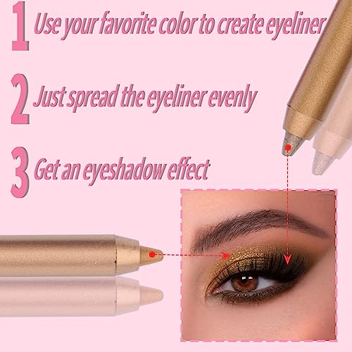 Eyeliner Set, 12 Colors Eye Shadow Pencil, Metallic Glitter Pearl Eye Pencils, Professional Waterproof Long Lasting Eye Makeup Set for Women
