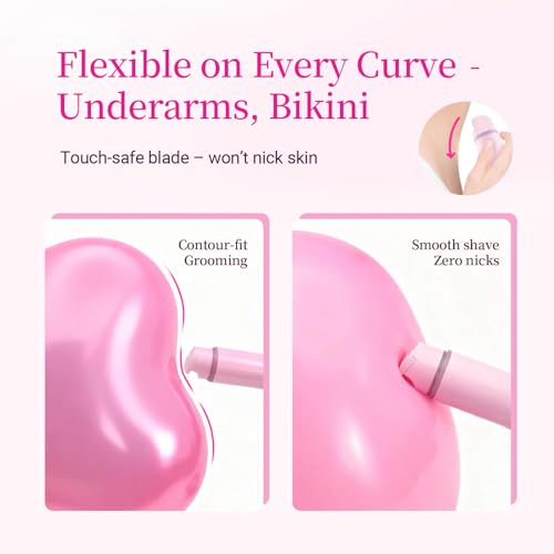 Bikini Trimmer for Women, Electric Razors Pubic Hair Trimmer Waterproof Wet Dry, Cordless Rechargeable Bikini Shaver for Sensitive Skin, Ladies Teen Girls Intimate Grooming Kit for Face(Peach)