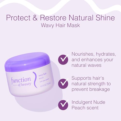Function of Beauty Hair Mask for Wavy Hair - Sulfate-Free Deep Conditioning Hair Mask for Natural Wavy Texture & Restores Shine - Lightweight, Anti-Frizz & Prevents Breakage with Vegan Squalane