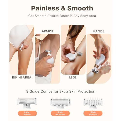 Mini Bikini Trimmer for Women - Intimate Pubic Hair Removal, Electric Body Groomer, Small Portable Wet/Dry Shaver, Magnetic Blade, USB-C Rechargeable with Travel Case, Easy to Clean (White)