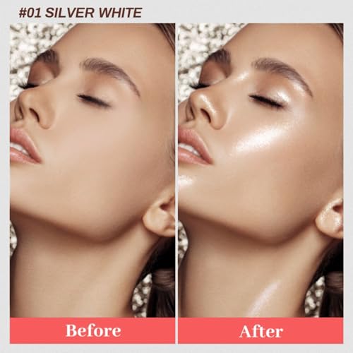 Body Shimmer Oil,Luxurious Illuminator Body Glow Oil,Moisturizing Body Luminizer Glow,Waterproof Long Lasting Body Luminizer Glow For Face and Body (01Silver White)