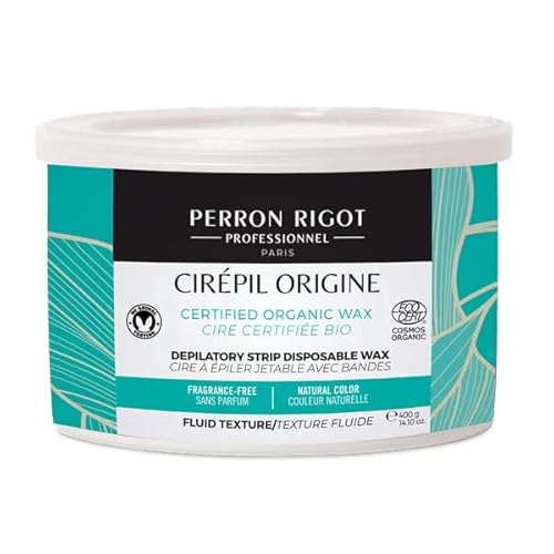 Cirepil - Origine - 400g / 14.11 oz Soft Wax Tin - Cosmos Certified Organic Strip Wax - 100% Natural with Jojoba Oil - Fragrance-Free for Sensitive Skin - Professional Body Depilatory Refill