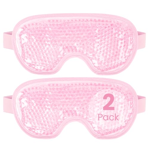 NEWGO Cooling Eye Mask for Puffy Eyes, Cold Eye Mask Eye Ice Pack for After Eyes Surgery, Tension Stress Relief, Itchy Eyes, Headaches, Dark Circles - Blue (Pink-2Pack)
