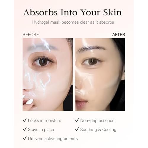 Nuborn Cell Hydrogel Collagen Mask | Hydrating Face Masks with Peptides & Hyaluronic Acid | Collagen Face Mask Overnight for Glass Skin | Face Masks Korean (4-Pack)