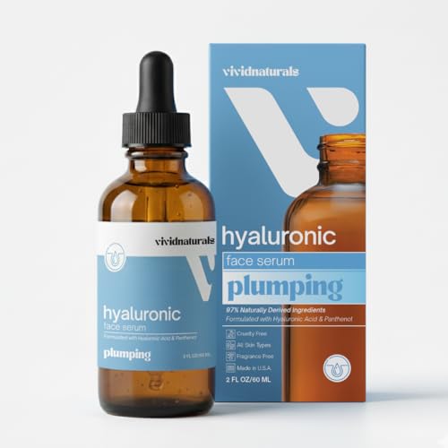 Hyaluronic Acid Serum for Face Made in USA 60 ml - Lightweight, Non-Greasy Hyaluronic Serum with Panthenol Vitamin B5 for All Skin Types Hydrating Skin Care Anti Aging Plupming Skincare