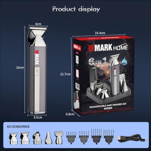 WMARK Men's Hair Trimmer, Stainless Steel Body Hair Removal Tool, Kevlar Professional Electric Shaving Set, Gift, NG-HT001